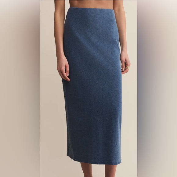 Z supply Gail Jersey denim midi skirt vintage indigo - Picture 3 of 4